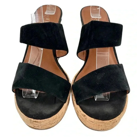 Franco Sarto womens size 8 38 black suede chunky platform slides - Picture 2 of 12